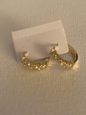 Gold-tone Crystal Accent Hoop Earrings